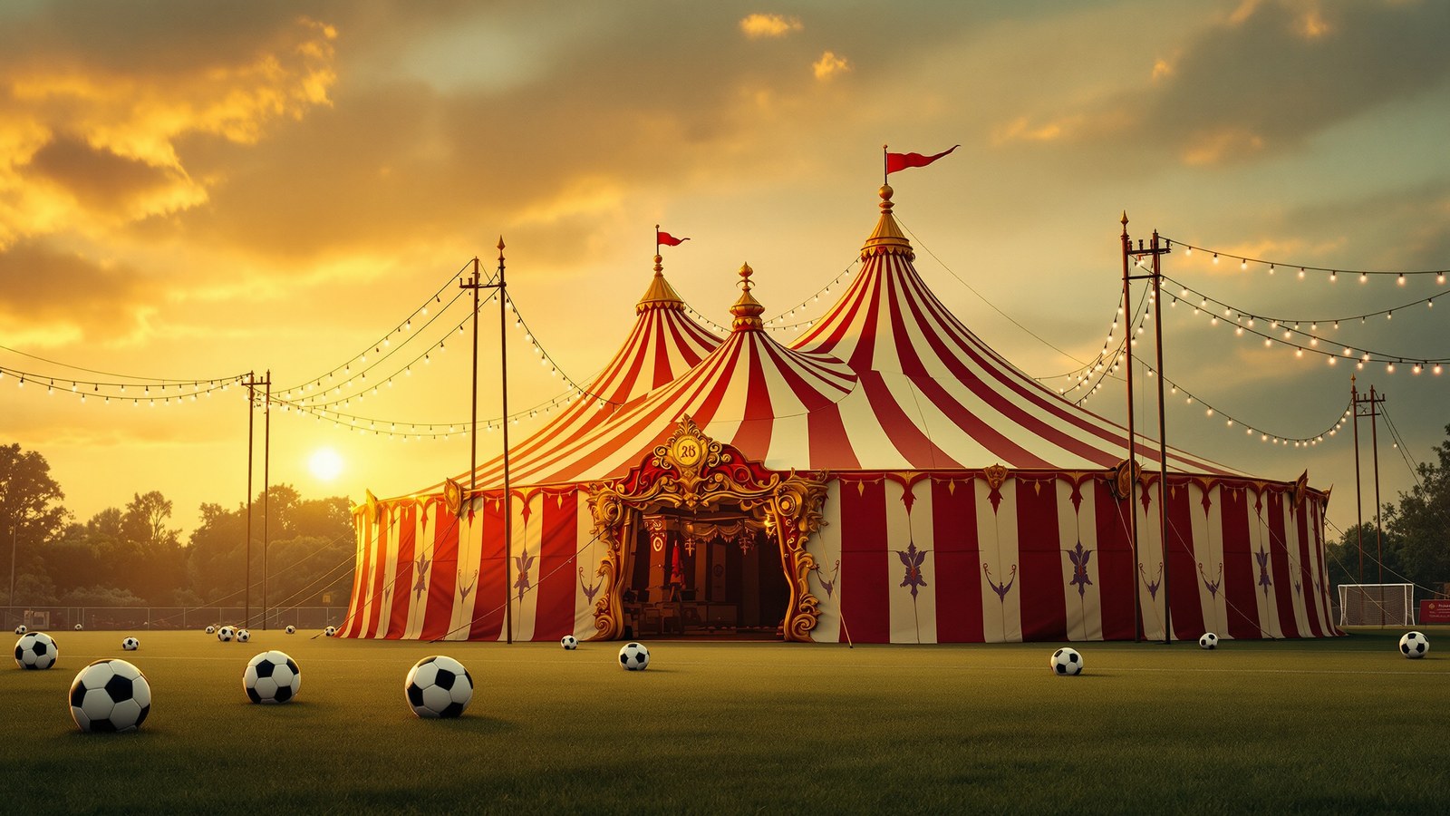 Circus tent on a football field
